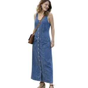 Vintage Talbots Chambray Cotton Maxi Tank Dress  Cottagecore Western Coastal